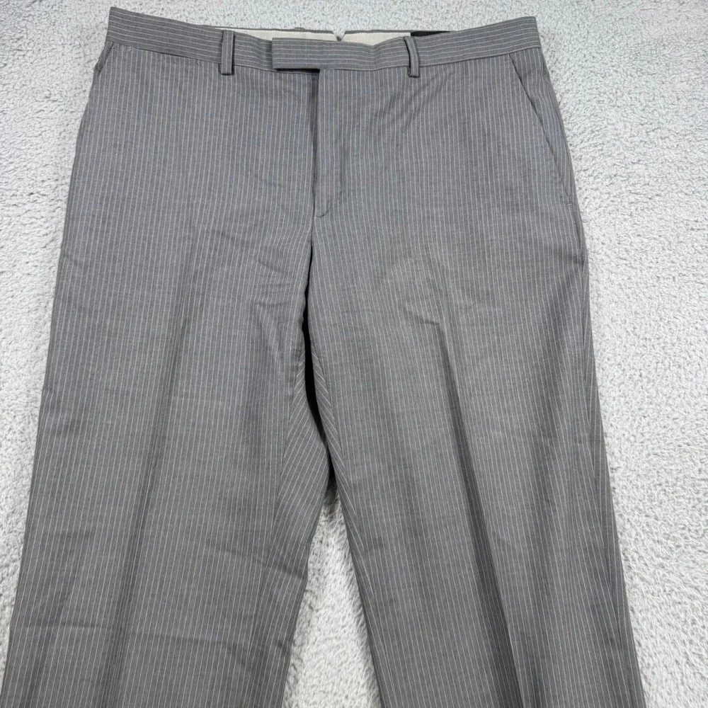 Banana Republic Vitale Barberis Canonico Gray Pinstripe Wool Dress Pants 33x31